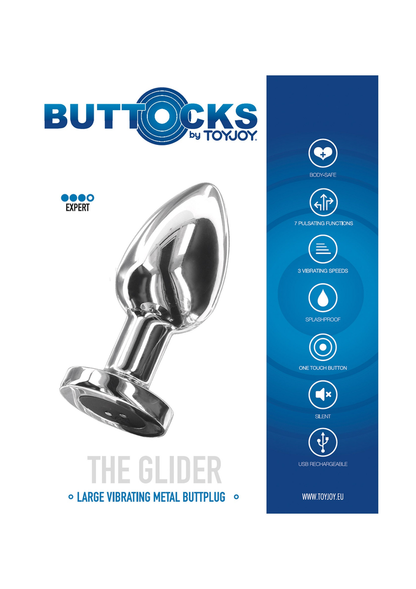 ToyJoy Buttocks Vibrating Metal Buttplug L SILVER - 5