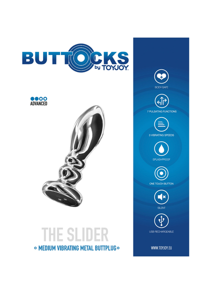 ToyJoy Buttocks Vibrating Metal Buttplug M SILVER - 0