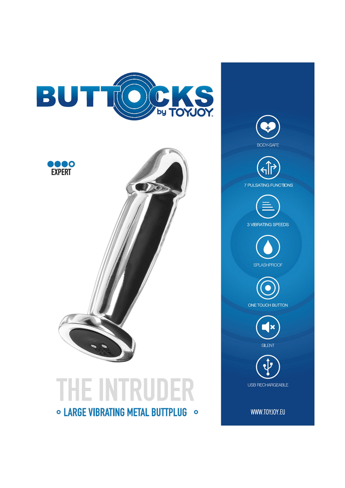 ToyJoy Buttocks Vibrating Metal Buttplug SILVER - 2