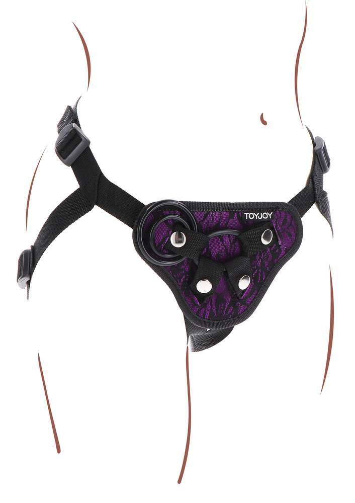 ToyJoy Get Real Strap-On Lace Harness O/S PURPLE - 14