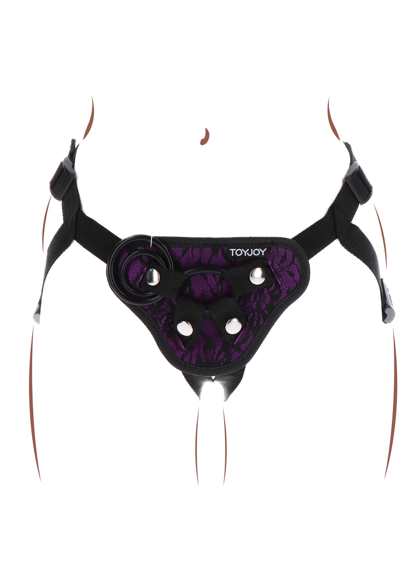 ToyJoy Get Real Strap-On Lace Harness O/S PURPLE - 1