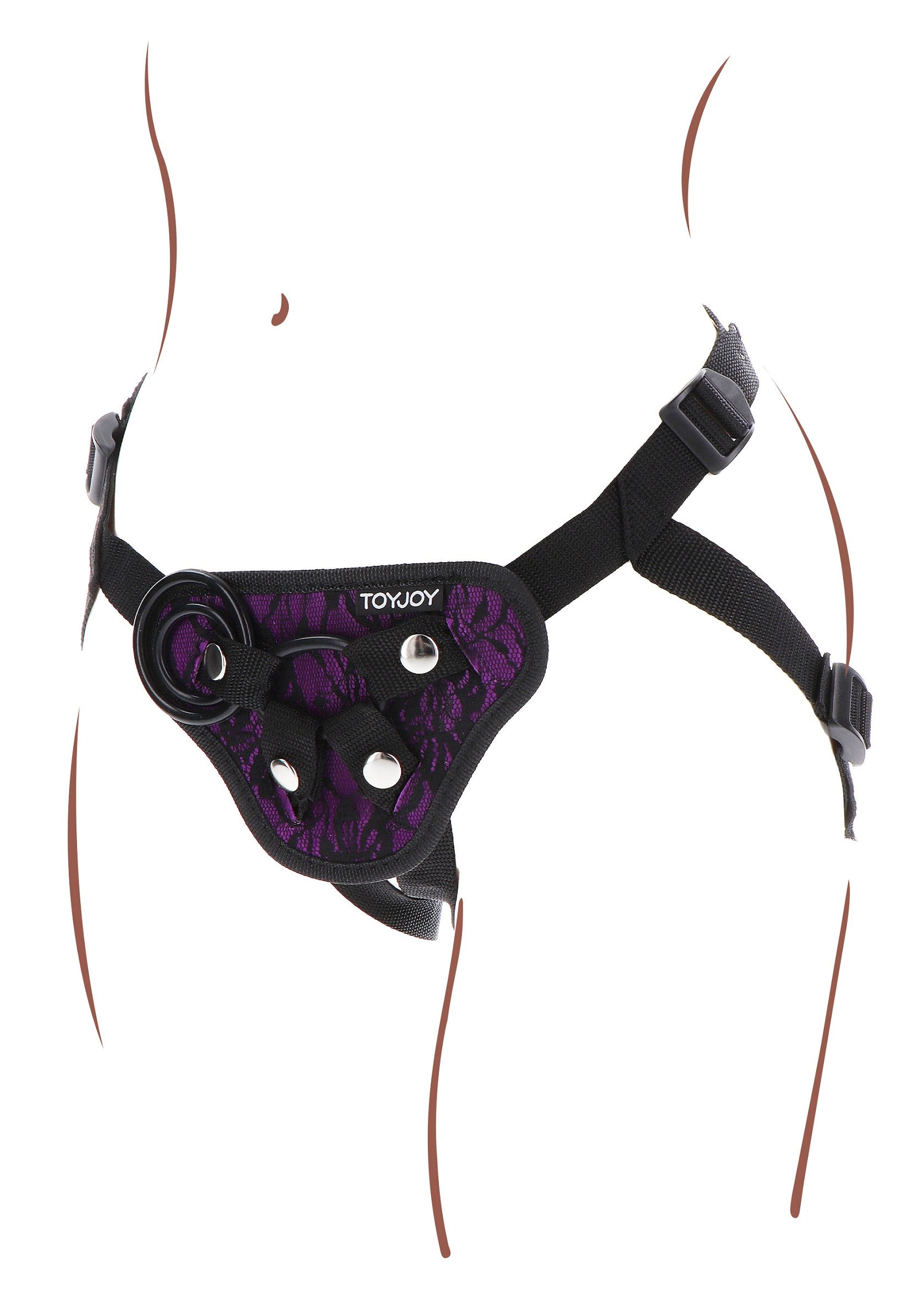ToyJoy Get Real Strap-On Lace Harness O/S PURPLE - 9