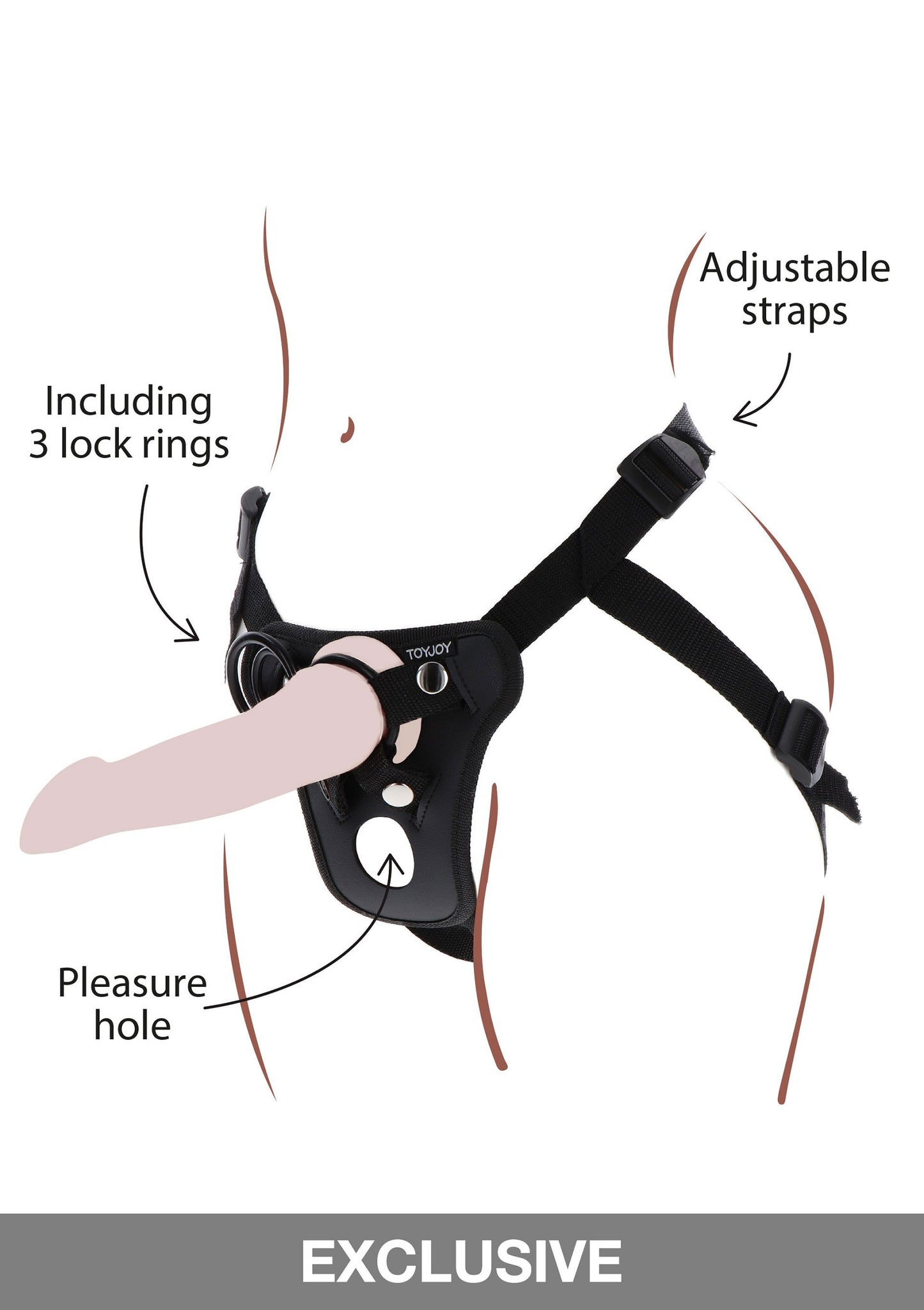 ToyJoy Get Real Strap-On Pleasure Hole Harness O/S BLACK - 4