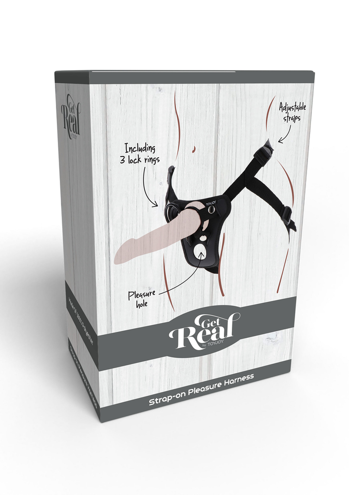 ToyJoy Get Real Strap-On Pleasure Hole Harness O/S BLACK - 0