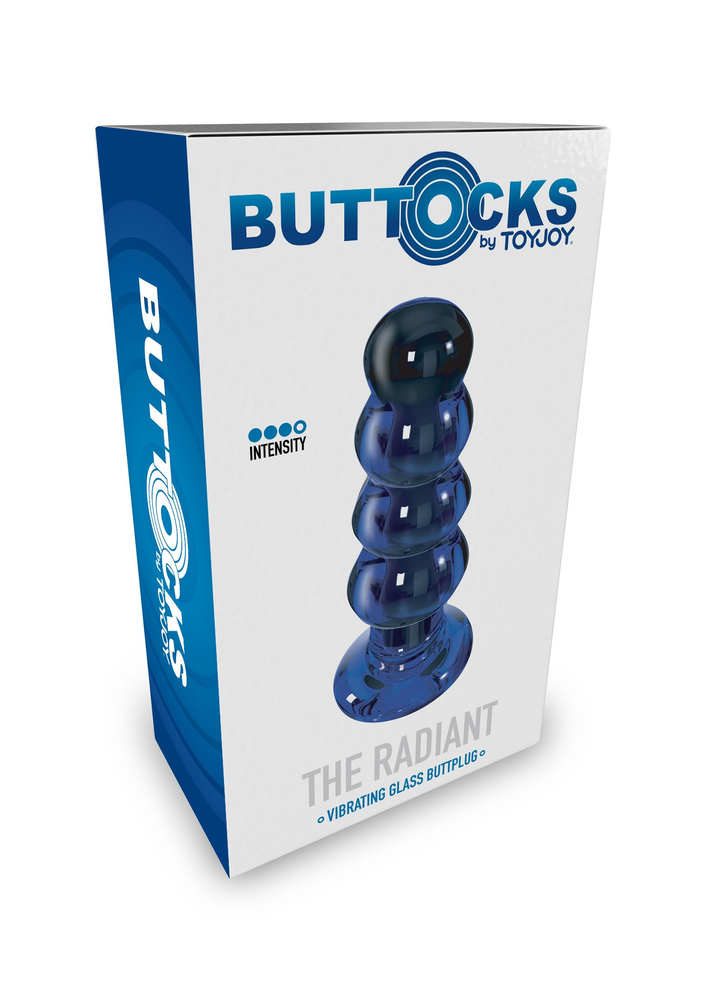 ToyJoy Buttocks Radiant Vibrating Glass Plug BLUE - 10