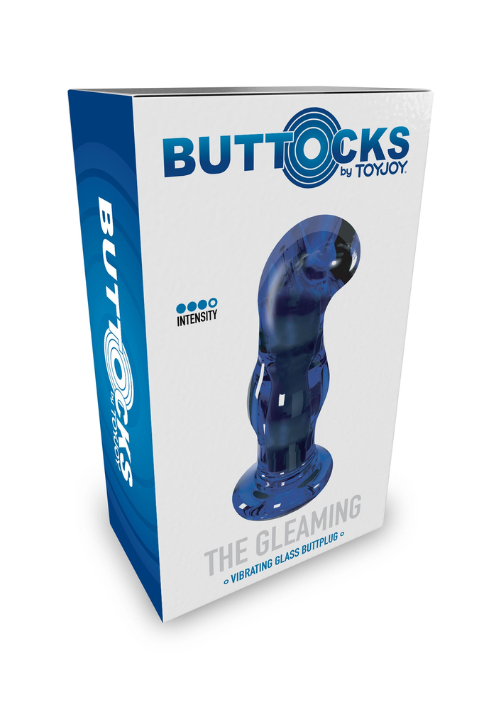 ToyJoy Buttocks Gleaming Vibrating Glass Plug BLUE - 11