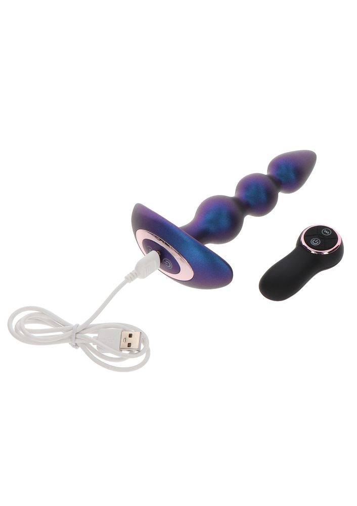 ToyJoy Buttocks The Bold Beaded Vibrating Anal Plug BLUE - 8