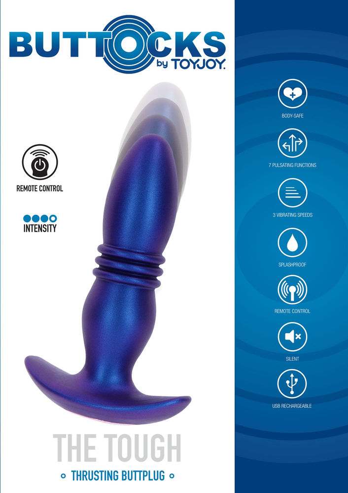 ToyJoy Buttocks The Tough Thrusting Vibrating Plug BLUE - 1