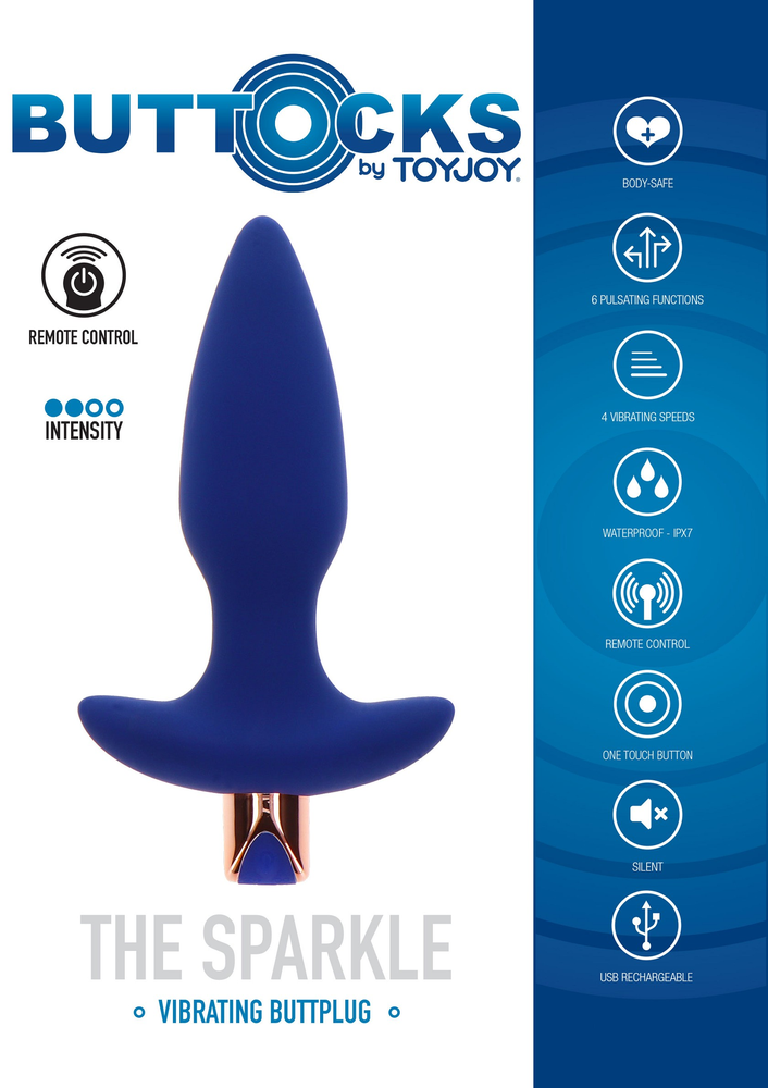 ToyJoy Buttocks The Sparkle Buttplug BLUE - 6
