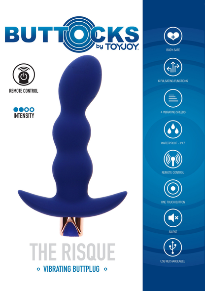 ToyJoy Buttocks The Risque Buttplug BLUE - 1