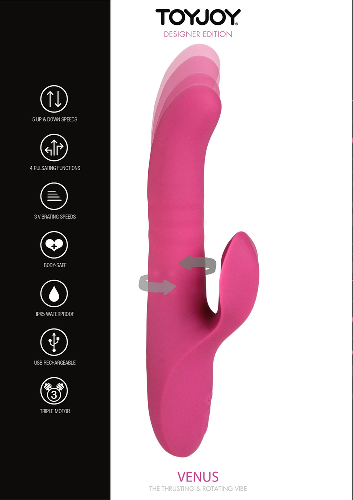 ToyJoy Designer Edition Venus Thrusting-Rotating Vibe PINK - 7