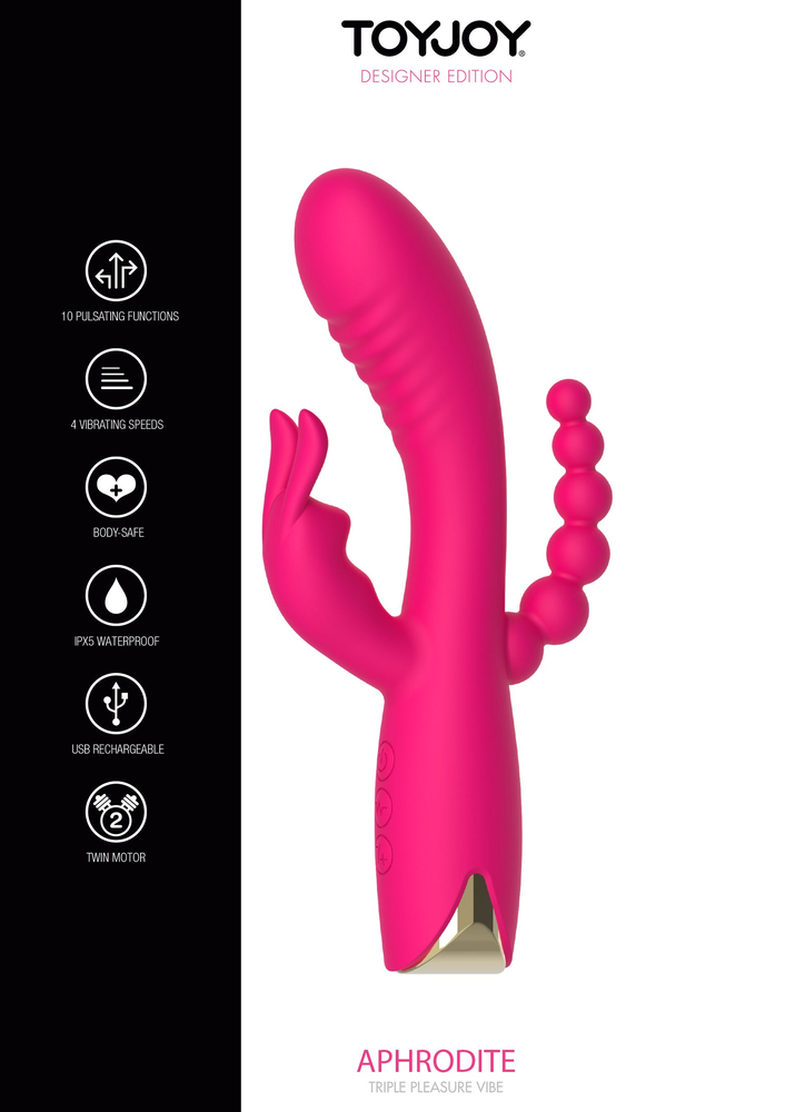 ToyJoy Designer Edition Aphrodite Triple Vibrator PINK - 6