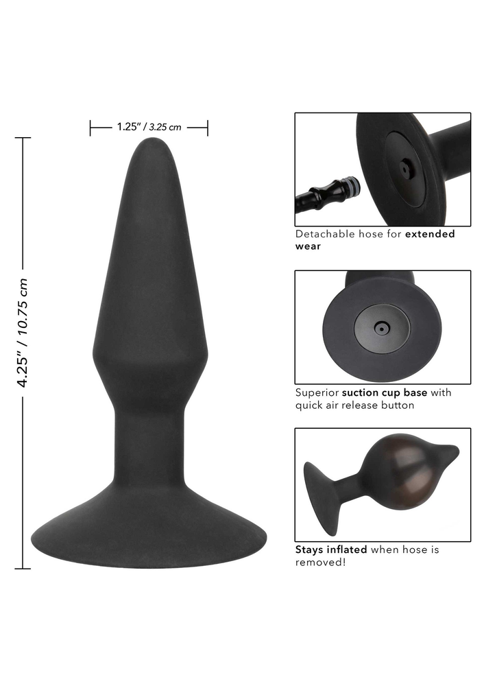 CalExotics Medium Silicone Inflatable Plug BLACK - 7