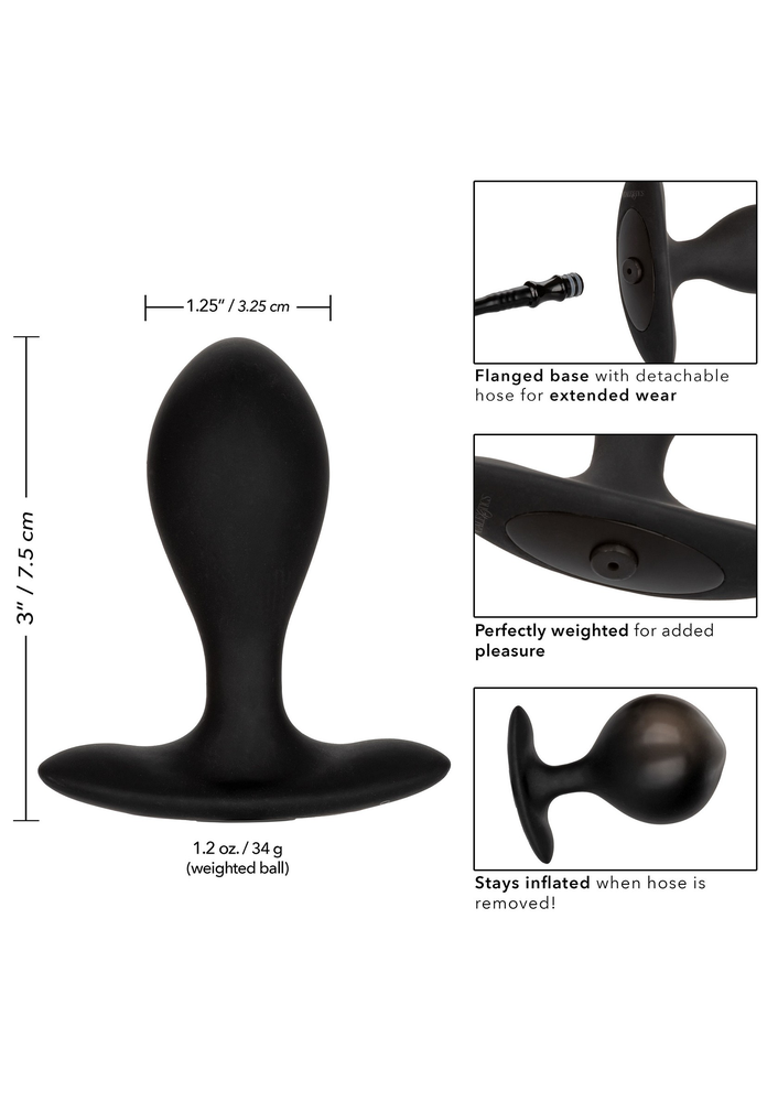 CalExotics Weighted Silicone Inflatable Plug BLACK - 8