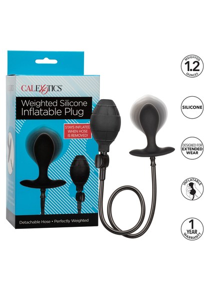 CalExotics Weighted Silicone Inflatable Plug BLACK - 7