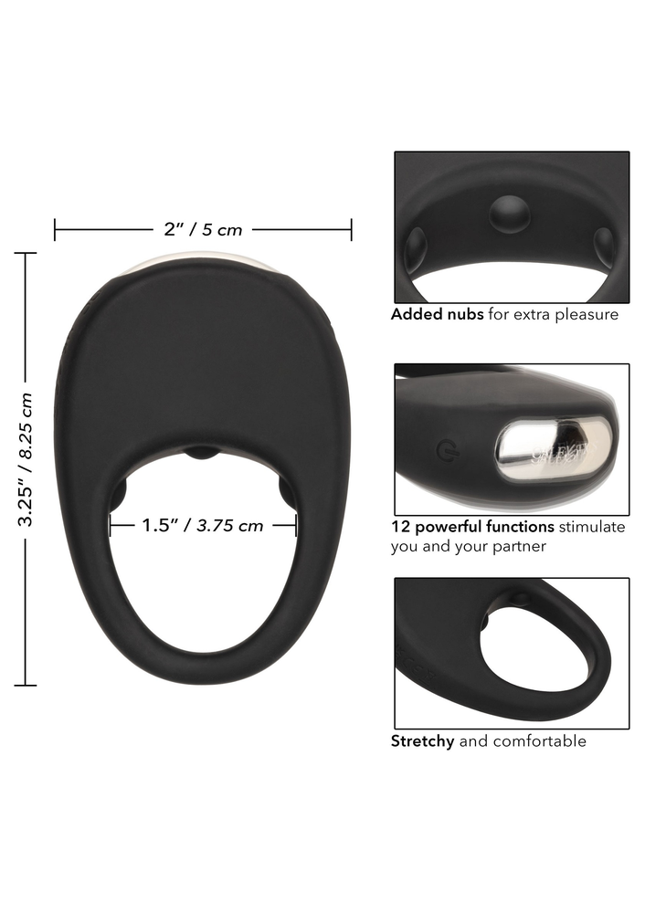 CalExotics Silicone Rechargeable Pleasure Ring BLACK - 8