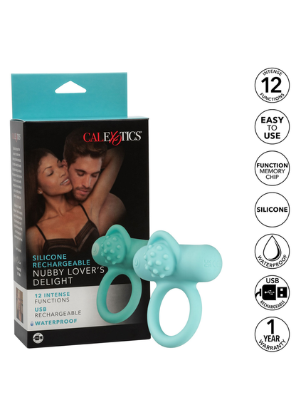 CalExotics Silicone Rechargeable Nubby Lover’s Delight AQUA - 9