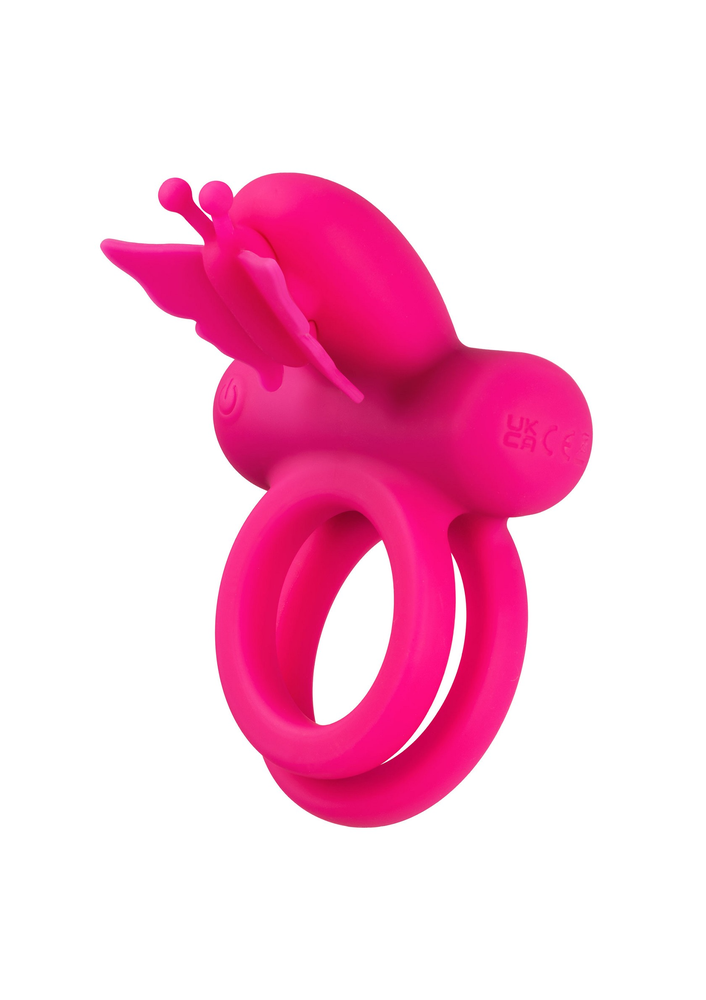 CalExotics Silicone Rechargeable Dual Butterfly Ring PINK - 0