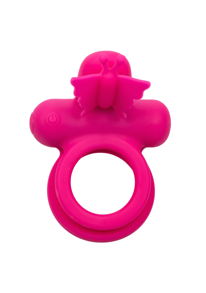 CalExotics Silicone Rechargeable Dual Butterfly Ring PINK - 3