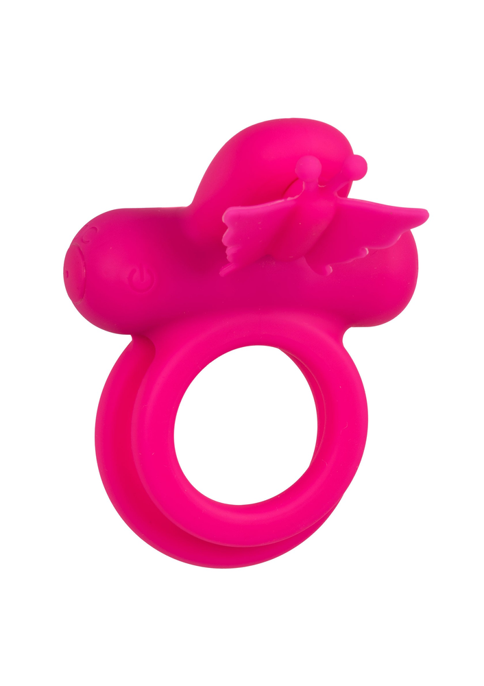 CalExotics Silicone Rechargeable Dual Butterfly Ring PINK - 8