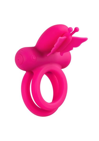 CalExotics Silicone Rechargeable Dual Butterfly Ring PINK - 12