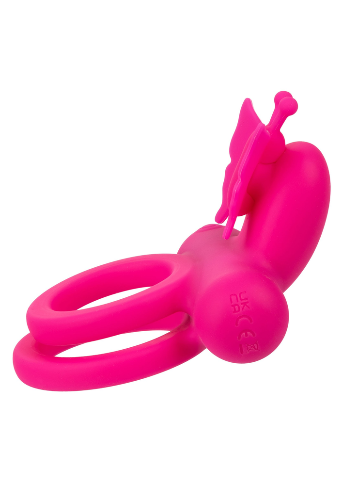 CalExotics Silicone Rechargeable Dual Butterfly Ring PINK - 4