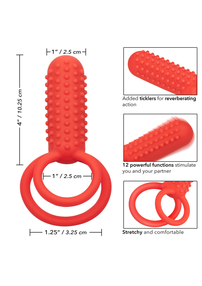 CalExotics Silicone Rechargeable Vertical Dual Enhancer RED - 7