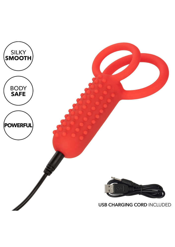 CalExotics Silicone Rechargeable Vertical Dual Enhancer RED - 9