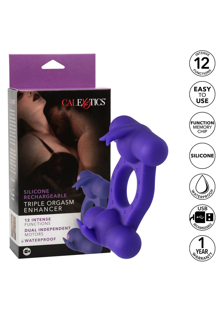 CalExotics Silicone Rechargeable Triple Orgasm Enhancer PURPLE - 1