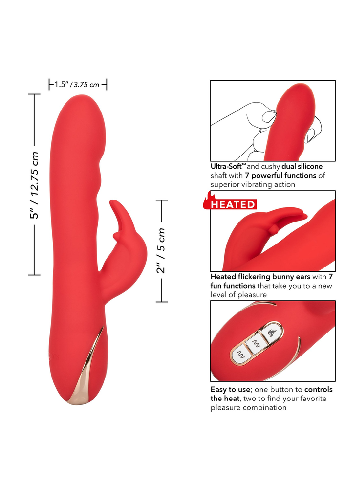 CalExotics Jack Rabbit Signature Heated Silicone Ultra-Soft Rabbit RED - 9