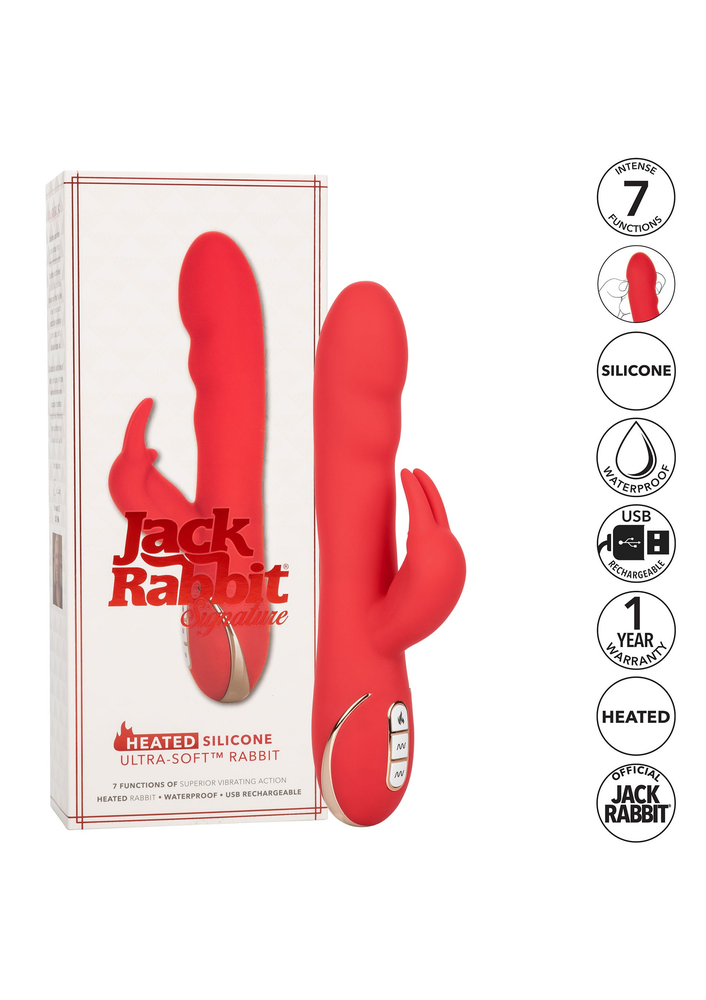 CalExotics Jack Rabbit Signature Heated Silicone Ultra-Soft Rabbit RED - 3