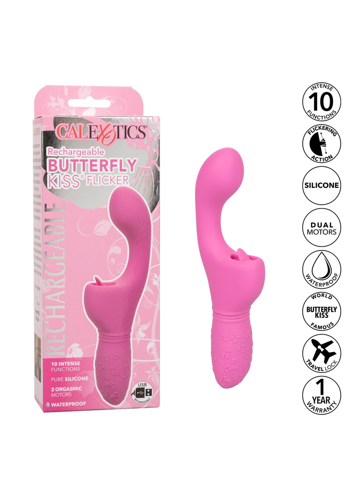 CalExotics Rechargeable Butterfly Kiss Flicker PINK - 12