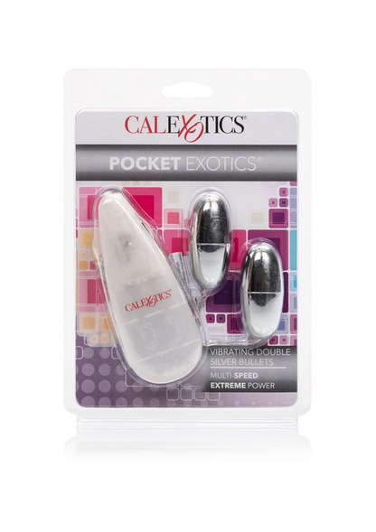 CalExotics Pocket Exotics Vibrating Double Silver Bullets SILVER - 4