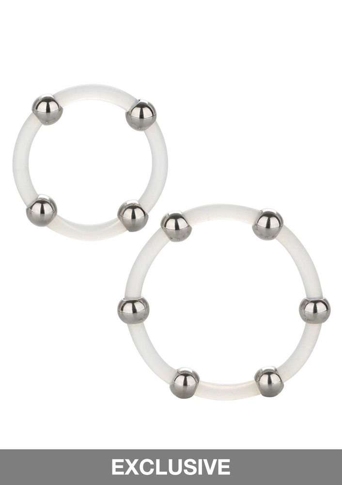 CalExotics Steel Beaded Silicone Ring Set TRANSPA - 3