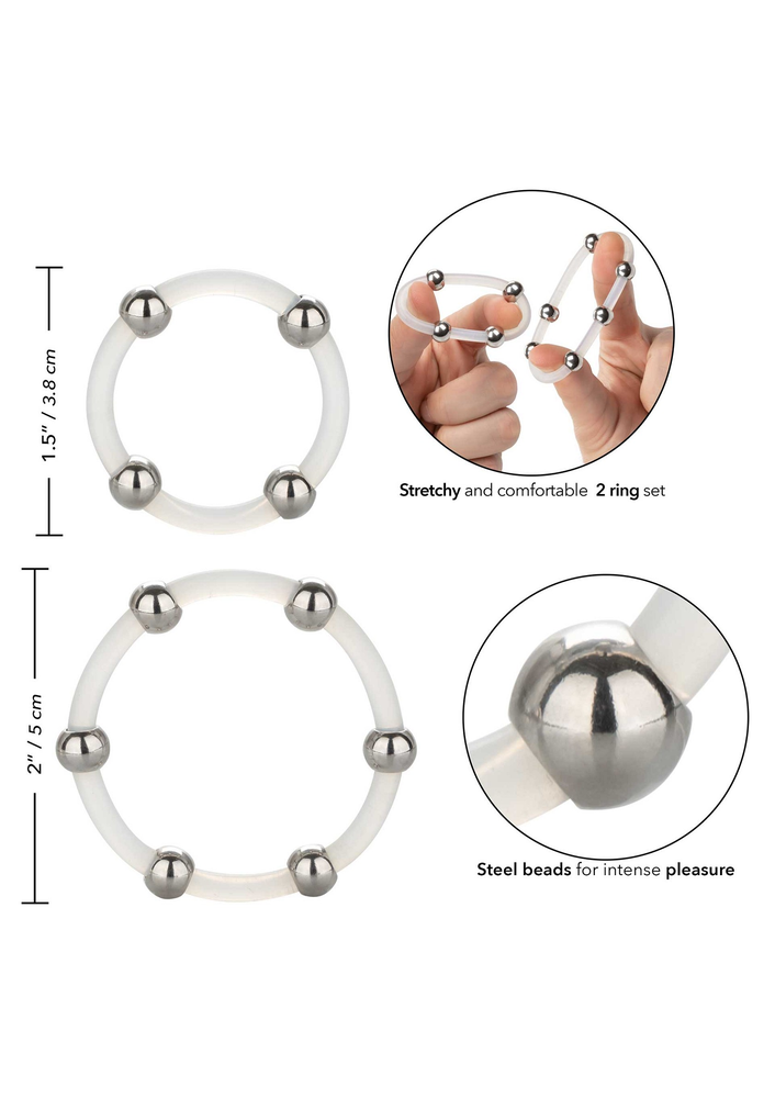 CalExotics Steel Beaded Silicone Ring Set TRANSPA - 4