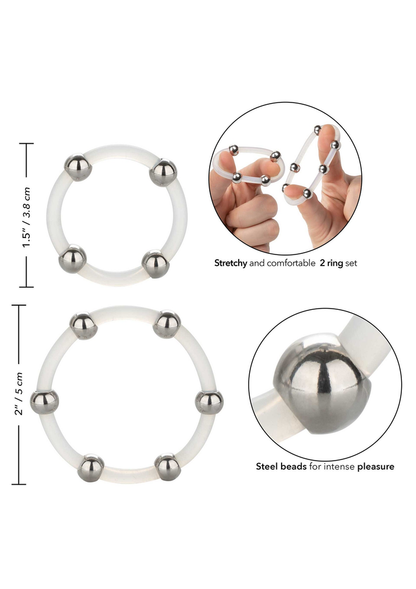 CalExotics Steel Beaded Silicone Ring Set TRANSPA - 4