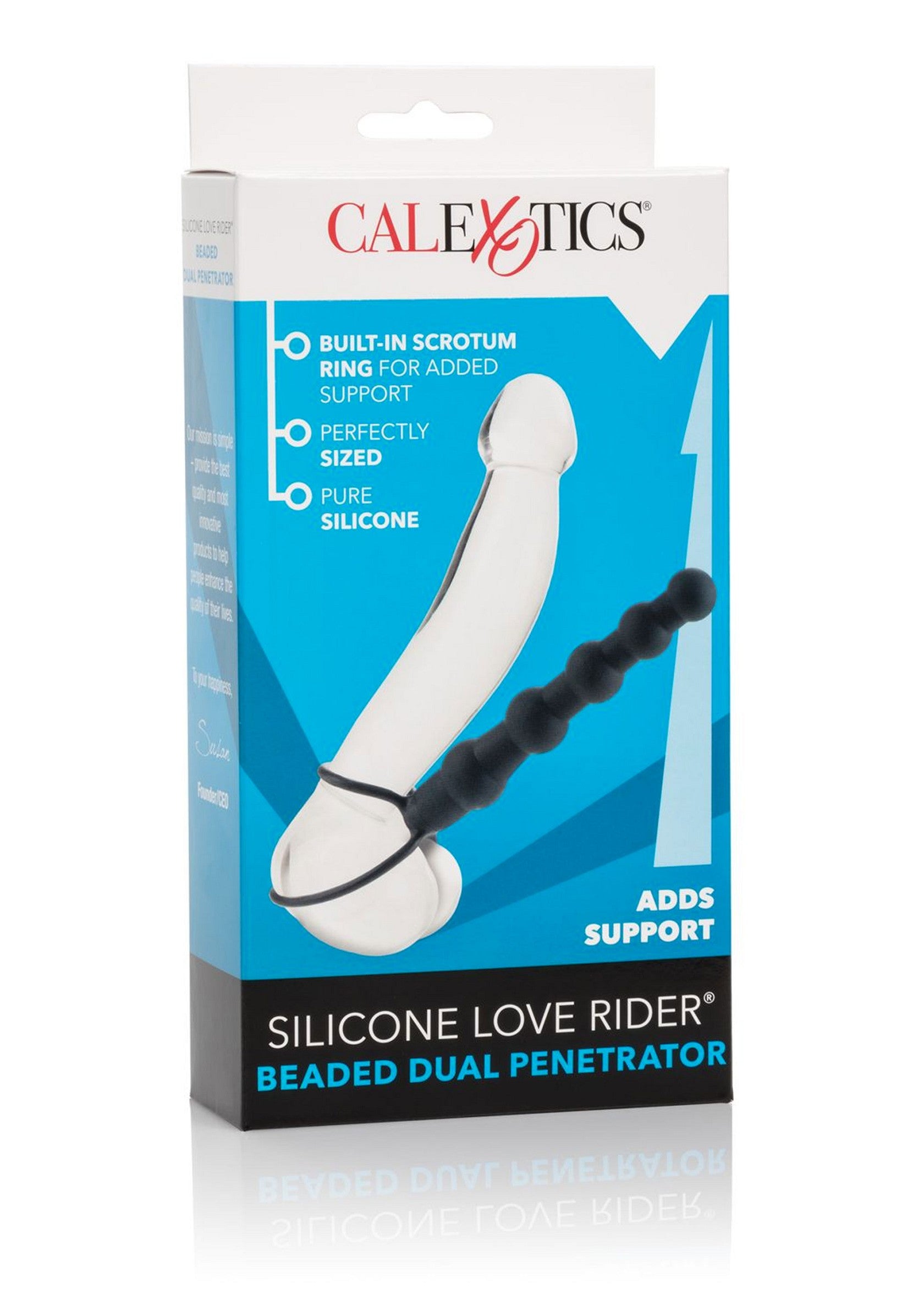 CalExotics Silicone Love Rider Beaded Dual Penetrator BLACK - 3