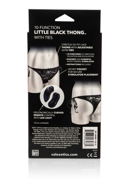 CalExotics 10-Function Little Black Thong with Ties BLACK - 0