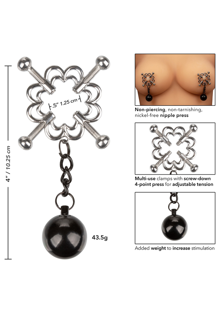 CalExotics Nipple Grips 4-Point Weighted Nipple Press METAL - 2