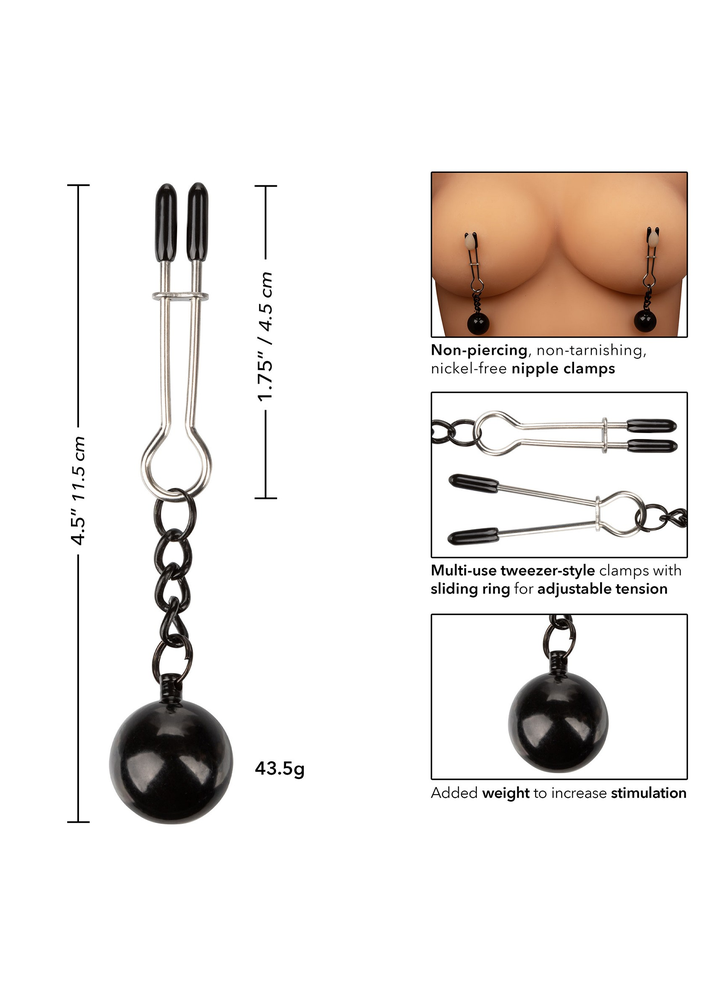 CalExotics Nipple Grips Weighted Tweezer Nipple Clamps METAL - 4