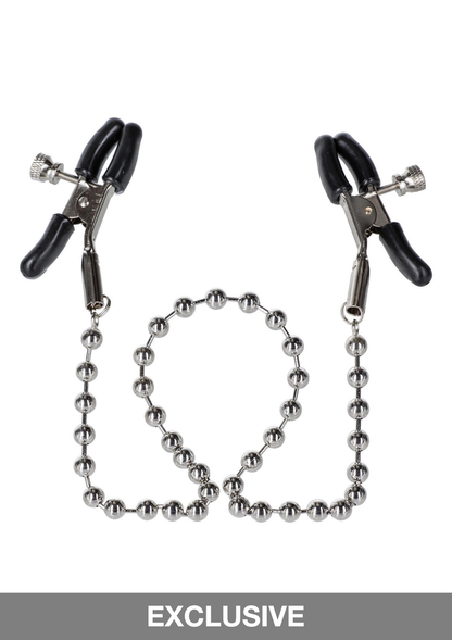 CalExotics Nipple Play Silver Beaded Nipple Clamps METAL - 0