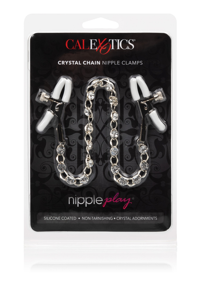 CalExotics Nipple Play Crystal Chain Nipple Clamps SILVER - 0