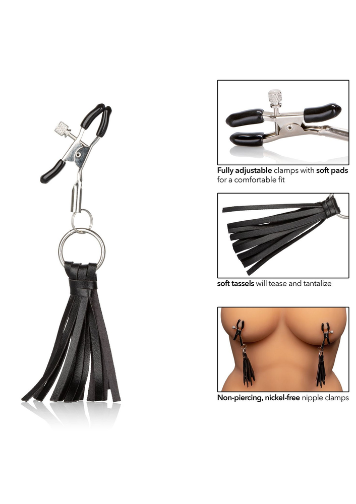 CalExotics Nipple Play Playful Tassels Nipple Clamps BLACK - 4