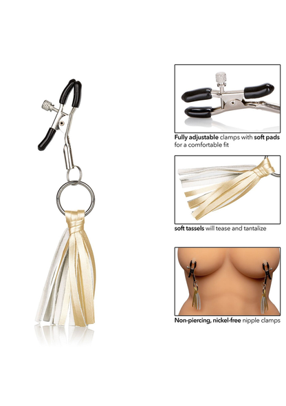 CalExotics Nipple Play Playful Tassels Nipple Clamps GOLD - 3