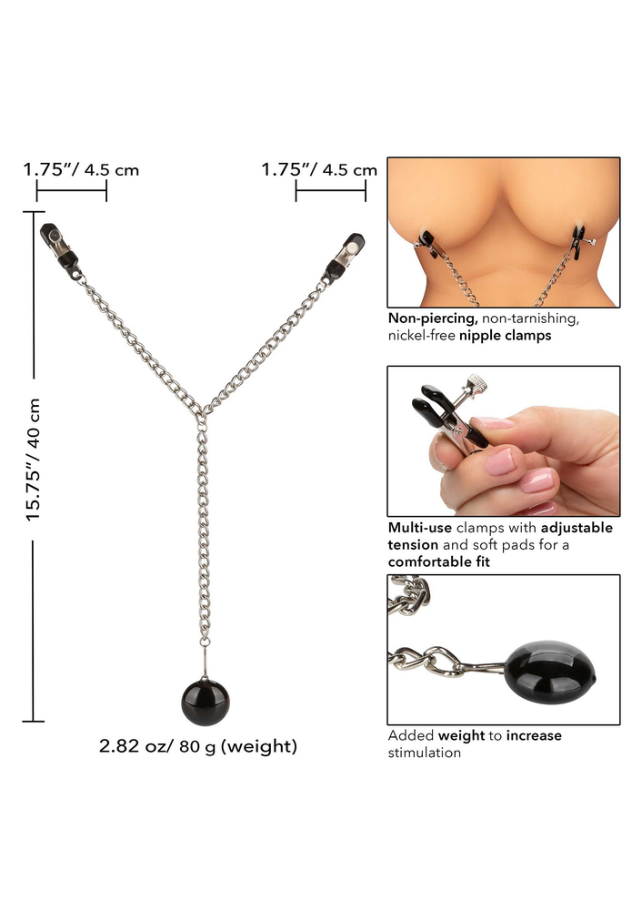 CalExotics Nipple Play Weighted Disc Nipple Clamps METAL - 3