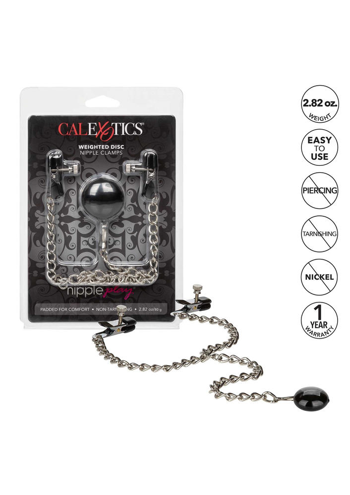 CalExotics Nipple Play Weighted Disc Nipple Clamps METAL - 4