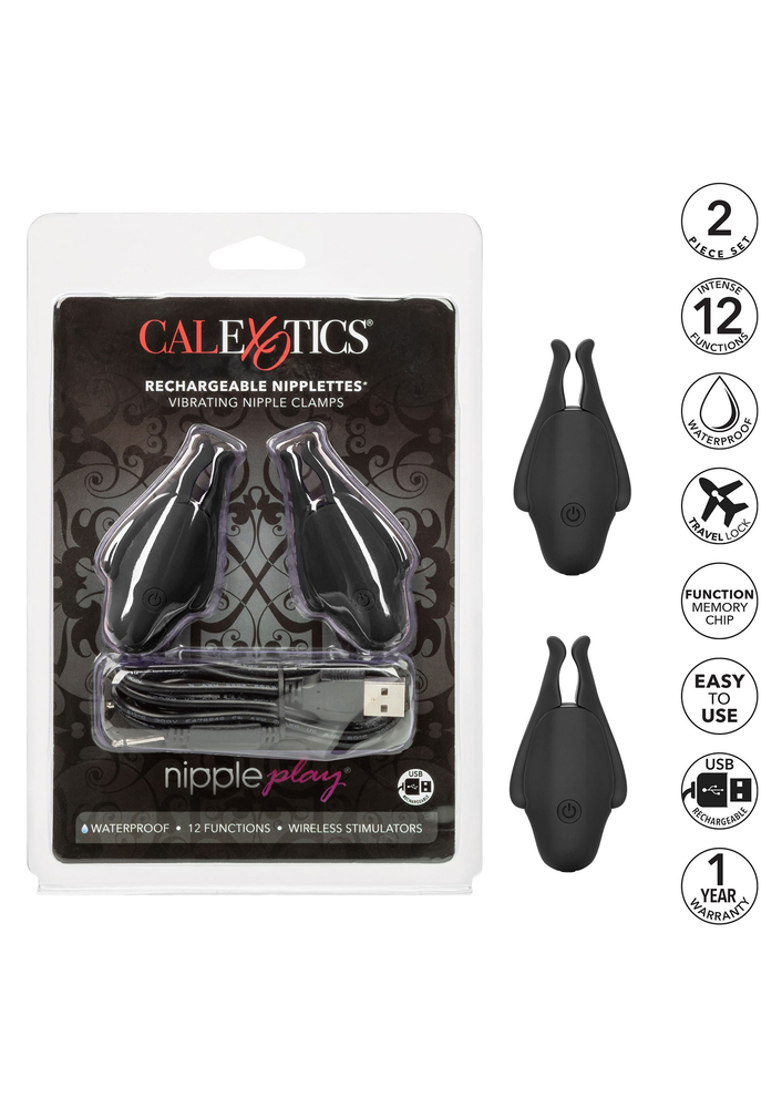 CalExotics Nipple Play Rechargeable Nipplettes BLACK - 3