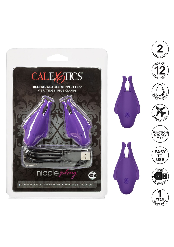 CalExotics Nipple Play Rechargeable Nipplettes PURPLE - 2