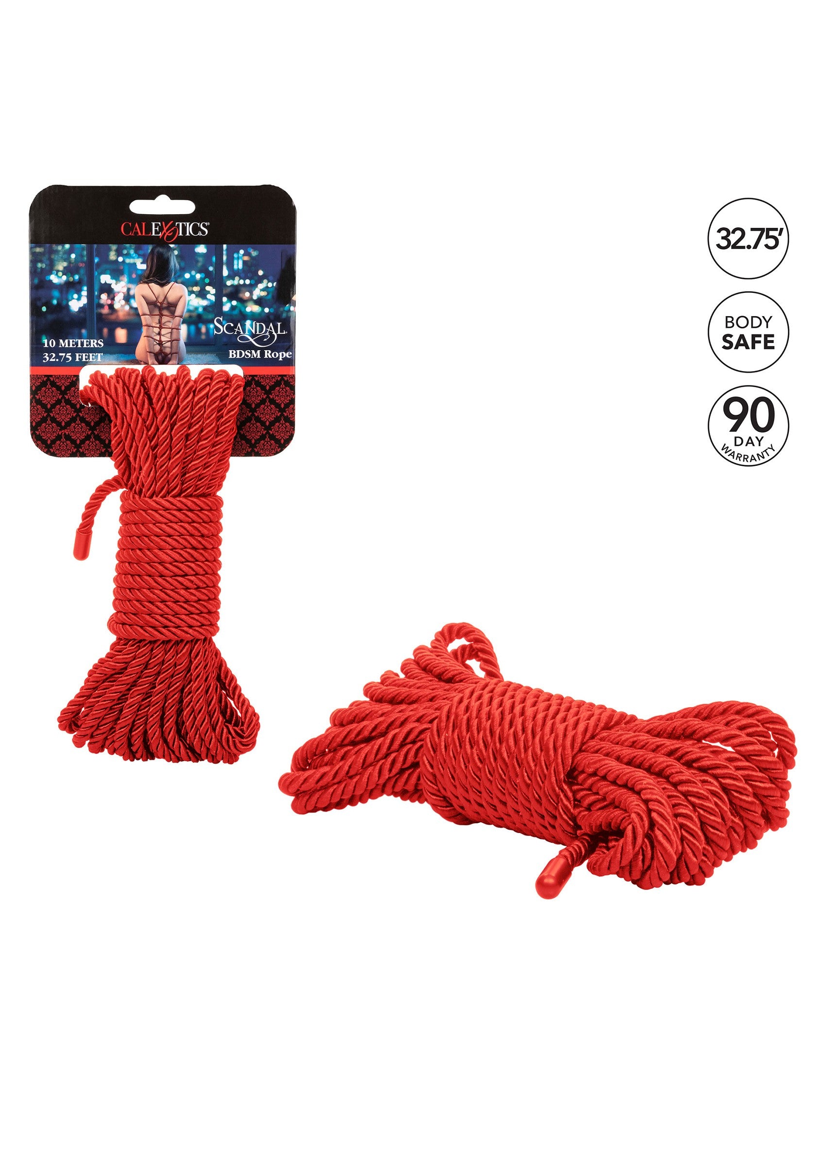 CalExotics Scandal BDSM Rope 32.75'/10 m RED - 1