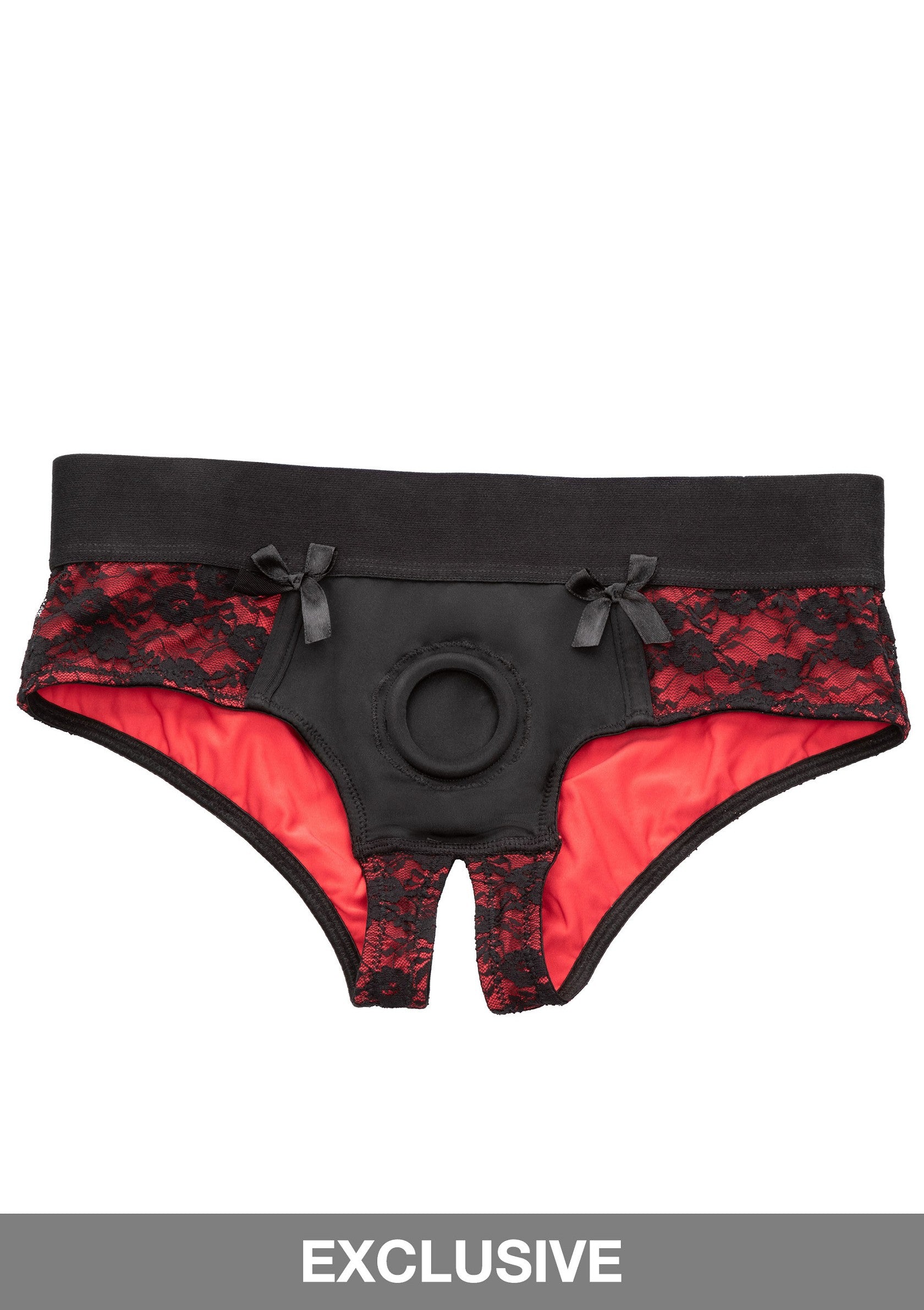 CalExotics Scandal Crotchless Pegging Panty Set S/M BLACK - 3
